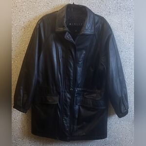 Vintage Winlit Leather Jacket Mens,‎ Parka Jacket, Black Leather, Size M